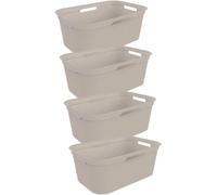 Panier à linge Unyqoos® 40 litres (60 x 40 x 23,2 cm), couleur cappuccino, lot de 4 – avec ventilation, 4 poignées flexibles, en polypropylène souple sans BPA, empilable, design primé