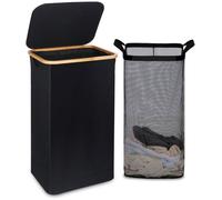 Panier à linge Unyqoos® avec couvercle – 120 litres, panier à linge pliable et stable avec sac en filet amovible, dimensions : 35 x 45 x 76,2 cm