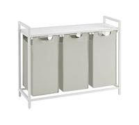 VASAGLE Panier à linge 3 compartiments, avec étagère, extensible amovible, 3 x 38 L, blanc