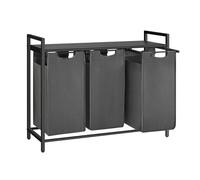 Panier à Linge - VASAGLE - 3 Sacs Amovibles en Tissu Oxford - Étagère - Cadre en Métal - Noir et Gris