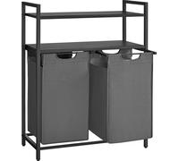 Panier à linge Vasagle, trieur à linge avec 2 poches extensibles et amovibles, 2 étagères, capacité de 46 l par poche, pour la buanderie