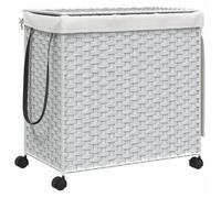 vidaXL Panier à linge à roulettes blanc 60x35x60,5 cm rotin