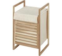 Panier à linge WENKO, modèle Acina, panier à linge haut de gamme en bois d'acacia naturel ®, avec sac à linge amovible et couvercle, capacité de 40 L, 40 x 60 x 35 cm