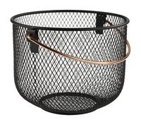Panier à pain & à fruits, rond, avec anse, métal noir