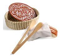 Panier à pain avec ensemble de pierres, paniers à pain pour service, chauffe-pain en terre cuite, cadeaux pour boulangers au levain, panier cadeau de pendaison de crémaillère