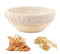 Panier à pain banneton, paniers de levée de pâte à pain pour la fabrication de pain de levure, bols d'épreuve avec doublures pour boulangers professionnels et amateurs (rond)