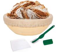 Panier À Pain De 10 Pouces-Panier À L'épreuve Banneton + Doublure En Tissu + Grattoir À Pâte + Lame À Pain-Ensemble De Panier Au Levain F
