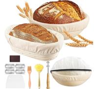 Panier à pain Gaarmandje - Boîte de cuisson pour pain - Fabrication artisanale de pain - Kit complet pour débutants - 23 cm et 25 cm - Rotin naturel