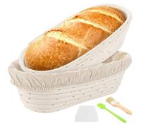 Panier à pain ovale - 30 x 14 x 7 cm - Lot de 2 - Avec housse en tissu et grattoir à pâte