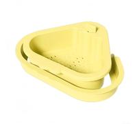 Panier à passoire d'angle pour évier avec vidage automatique - Panier à déchets pour coin de cuisine et porte-éponge, organiseur triangulaire en ABS (jaune)