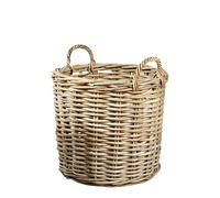Panier à plantes en osier rond en Kubu Panier en osier avec anse - Utilisation polyvalente - Panier de jardin tressé - Pot de fleurs pour jardin à linge XL: Ø 55cm