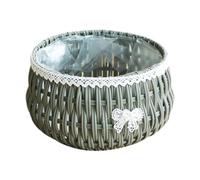 Panier à Plantes Panier de Fleurs Rond Stockage Polypropylène avec Doublure Protectrice Style Rotin Adapté pour Décoration Intérieure Fête Salle de Ré, Grey L
