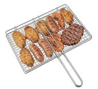 Panier à poisson en acier inoxydable de qualité professionnelle, 13, 8 x 8, 7 pouces, avec poignée de verrouillage, pour poisson et légumes, grille à griller pour la cuisine en plein air
