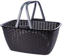 Panier à provisions en plastique anthracite avec poignées rabattables - 43 x 33 cm - panier de transport Panier à linge Panier de rangement Panier de transport