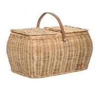 Panier à Provisions ou Pique-Nique en Rotin Tressé et Anse Cuir G