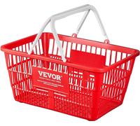 Panier à provisions portable 12 pièces 21 L avec poignée et support Rouge