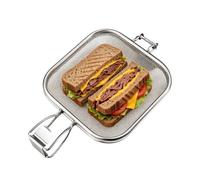 Panier à sandwich en acier inoxydable pour grille- | Panier à grille en acier inoxydable avec loquet de verrouillage, design carré profond pour sandwichs superposés