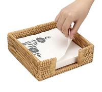 Panier à serviettes, panier à serviettes en rotin tissé carré rustique de 7x7x2 pouces pour la décoration de la ferme du restaurant cuisine, conteneurs stockage papier toilette