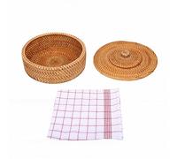 Panier à tortillas en rotin, grand espace de rangement pour 15 tortillas | Garde les wraps au chaud lors des repas de famille, le panier chauffe-tortilla est doté d'une doublure en coton respirant
