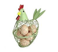 Panier à œufs - 19 x 17 x 7,5 cm - Support de rangement en métal - Panier à œufs de ferme en forme de poule - Décoration de cuisine et porte-œufs - Cadre en forme de poule pour le jardin de campagne