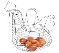 Panier à œufs en fil chromé en forme de poule - Rangement pour œufs