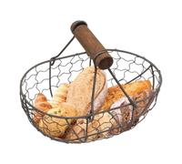 Panier à œufs en fil métallique - Panier de collecte d'œufs | Panier ovale en fil métallique avec poignée | Panier de rangement de pique-nique avec motif de ferme | Panier métallique pouvant contenir