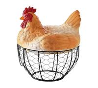 Panier à œufs pour plan de travail de cuisine, récipient vintage en métal, porte-œufs avec couvercle de poulet, pour fruits, collations, ferme, bureau, ferme, Pâques