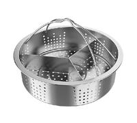 Panier à vapeur - Grille d'insertion de 21 cm | Panier vapeur à légumes en acier inoxydable | Triple séparateur Tamale, plateau de cuisson multifonction à 2 poignées pour fruits de mer, légumes