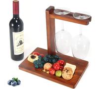 Panier à vin en bois avec plateau et porte-verres élégant