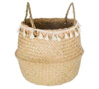 Panier ""Alina"" en roseau et pompons D30cm - Atmosphera Créateur d'intérieur