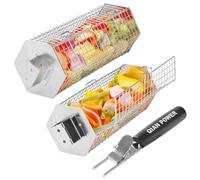 Panier Barbecue Légumes Inox (Lot de 2) - Grille BBQ Antiadhésive pour Légumes Poisson Viande - Accessoire Grill Extérieur