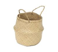 Panier Belly Compactor en Jonc de Mer - Forme Ronde, Medium (27x27x26 cm), Tressé à la Main, Couleur Naturelle