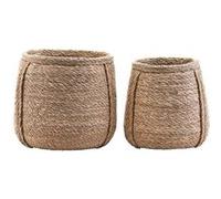 Panier cache-pot en herbier naturel - Lot de 2 - Bohème - S (H25cm D25cm) M (H27cm D27cm)
