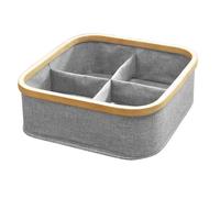 Panier cadre bambou 4 compartiments - Gris anthracite - 29 cm X 29 cm X 9 cm - CALICOSY