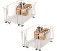 Panier coulissant Bremermann pour meuble, 2 x 30 cm avec étagère, tiroir de cuisine adaptable, coulissant en métal, blanc crème