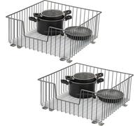 Panier coulissant Bremermann pour meuble, 2 x 50 cm, avec étagère, pour tiroir de cuisine adaptable, en métal, gris
