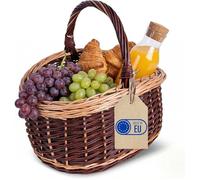 Panier - CREATIVE HOME - Bicolore Champignons - Osier naturel tressé main - Ficelles amovibles lavables - 43x33x40 cm