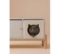 Panier cube pour chat en tissu Teddy blanc TU