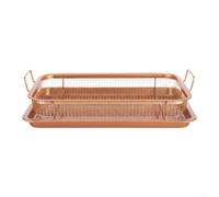 Panier de barbecue carré en acier inoxydable avec plateau plaqué cuivre finition bleue pour viande légumes 30 x 22 cm