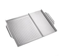 Panier de barbecue en acier inoxydable 30,7 x 45 cm pour griller des légumes, de la viande - Plateau de cuisson perforé (plat à rôtir)