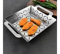 Panier de barbecue en acier inoxydable compatible avec les barbecues Weber pour légumes et plats d'accompagnement, maille résistante à la chaleur permettant des résultats de cuisson constants (petit)