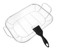 Panier de Barbecue en Acier Inoxydable, Lot de 1 Set de Set, Robuste | Filtre L’huile, Prise Facile et Nettoyage Simple, Panier Carré Multifonction pour Grillades et Égouttage