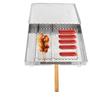 Panier de barbecue en acier inoxydable | Panier de barbecue pliable | Panier de pique-nique pour ustensiles de cuisine | Barbecue portable pliable en acier inoxydable avec brosse à rôtir et sac de