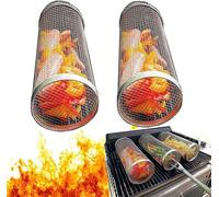 Panier de barbecue en acier inoxydable, panier de légumes pour barbecue extérieur, panier de barbecue cylindrique, accessoires