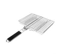 Panier de barbecue pliable en acier inoxydable 304 avec poignée en bois pour poisson et légumes - Panier de barbecue robuste - Passe au lave-vaisselle - Pour jardin, camping - 50 x 31 cm