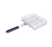 Panier de barbecue pliable en acier inoxydable avec poignée amovible pour poisson, légumes, crevettes, 31 x 25 cm