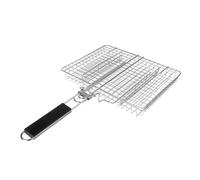 Panier de barbecue pliable en acier inoxydable pour steak, saucisses, hamburgers, grille de cuisson en plein air, design amovible, 50,5 x 31 x 4 cm