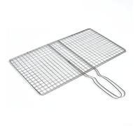 Panier de barbecue portable en acier inoxydable - Bol de barbecue à roulettes avec poignée amovible - Idéal pour steak crevettes oignons - Ensemble de grille de barbecue pour fête de jardin 22 x 40 cm