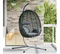 vidaXL Chaise œuf suspendue Anthracite et noir 104 x 100 x 191 cm