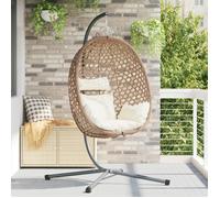vidaXL Chaise œuf suspendue Crème claire 104 x 100 x 191 cm Poly-Rotin
